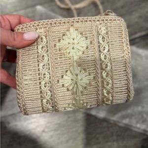 Elegant Cream Woven Clutch